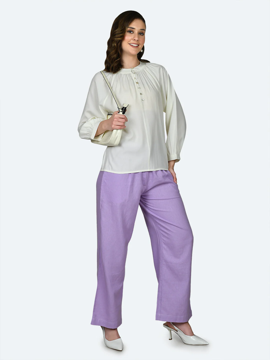 White Solid Buttoned Top - Image 5
