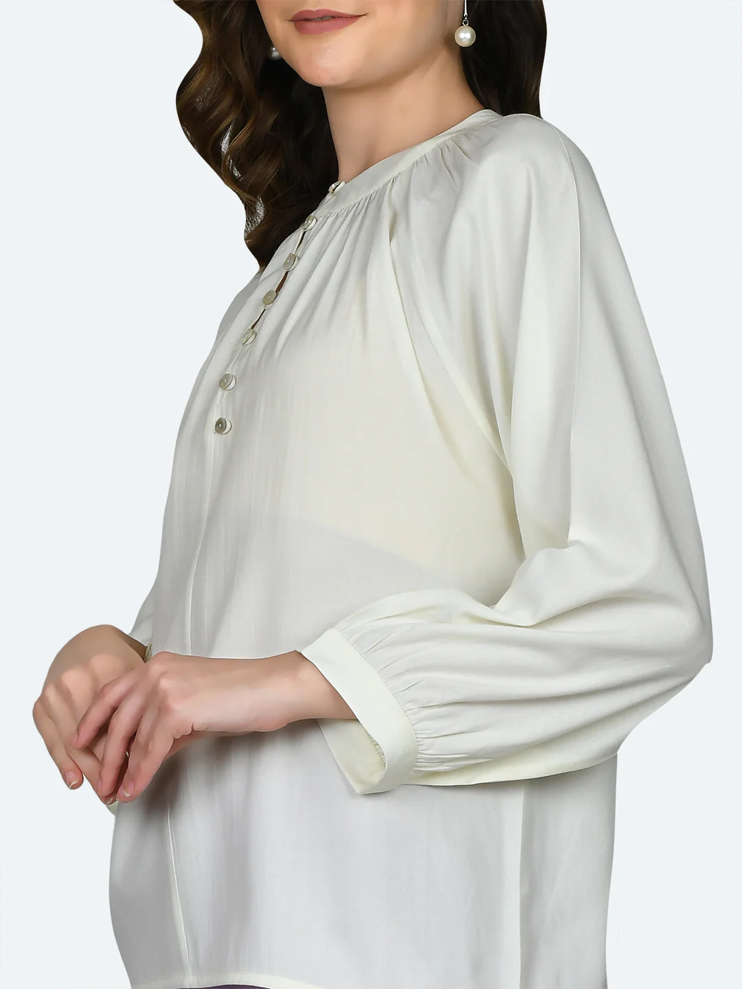 White Solid Buttoned Top - Image 6