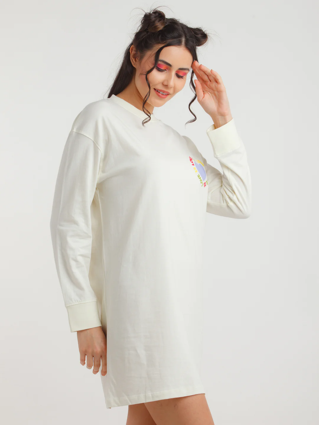 White Solid Mini Dress - Image 3