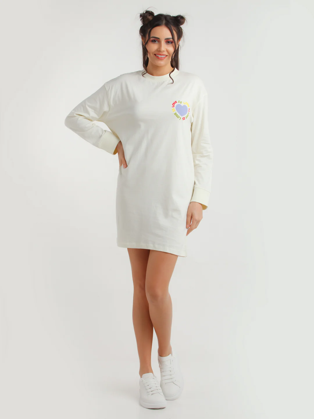 White Solid Mini Dress - Image 4