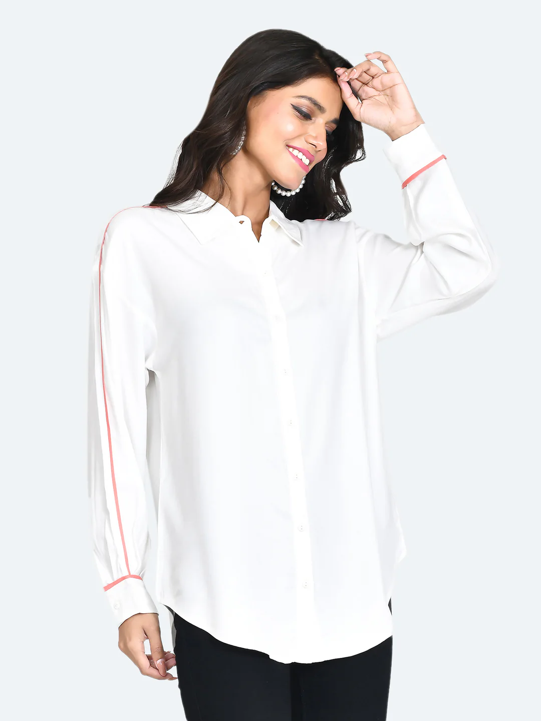 White Solid Oversized Shirt - Image 3