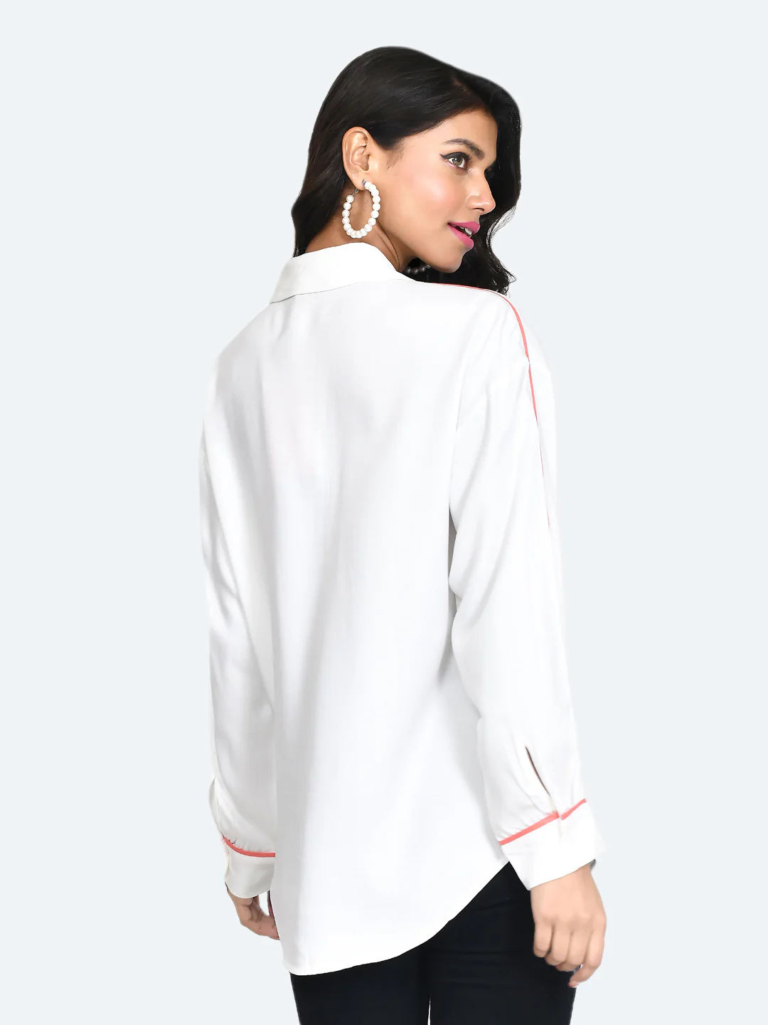 White Solid Oversized Shirt - Image 4
