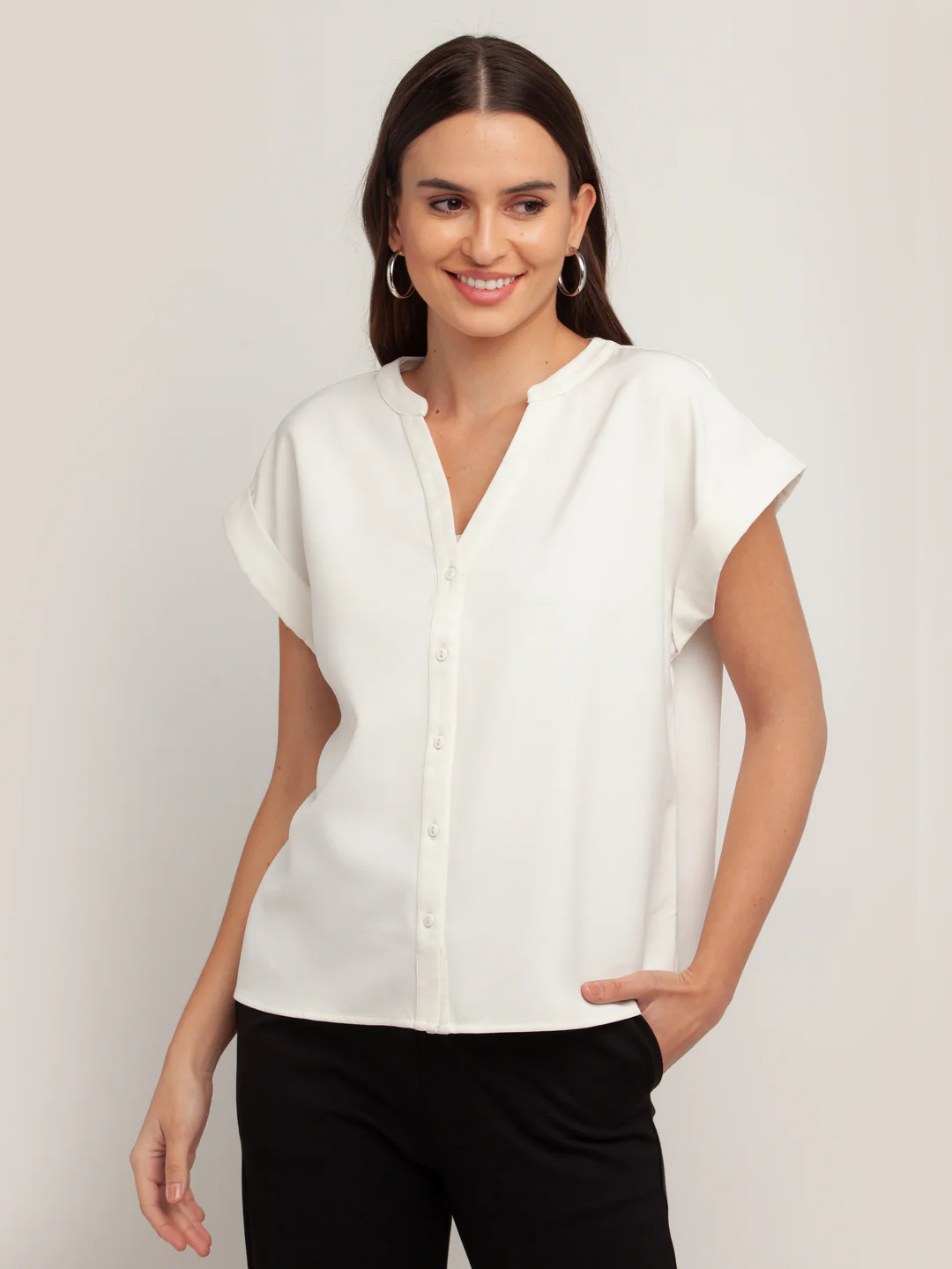 White Solid Shirt - Image 2