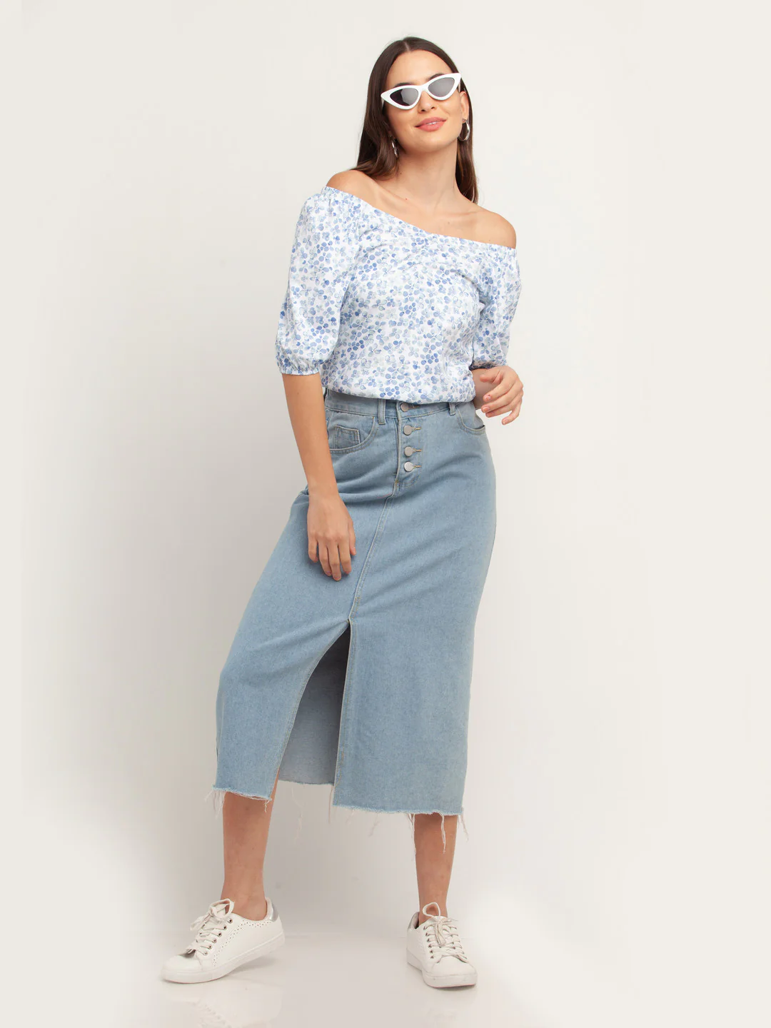 White Solid Short Sleeves Top