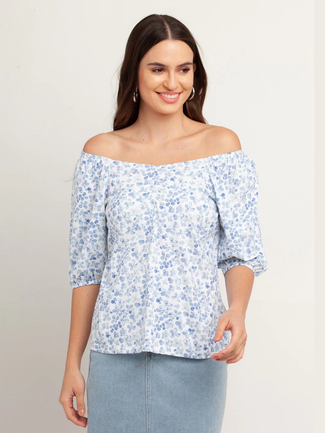 White Solid Short Sleeves Top - Image 2
