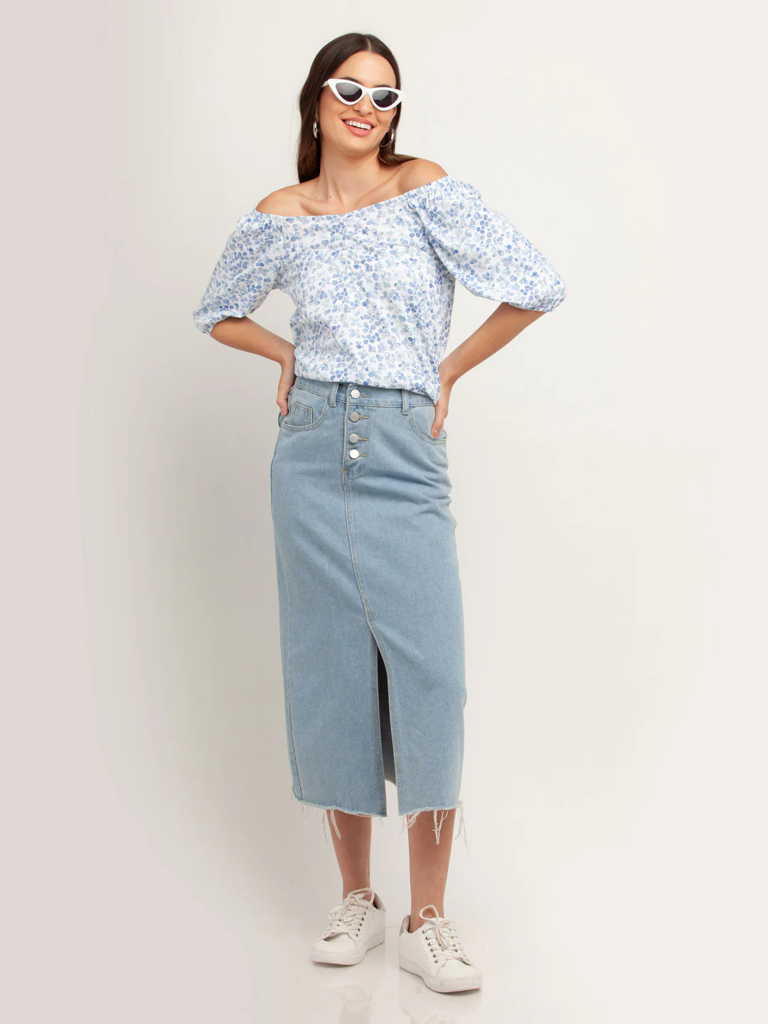 White Solid Short Sleeves Top - Image 5