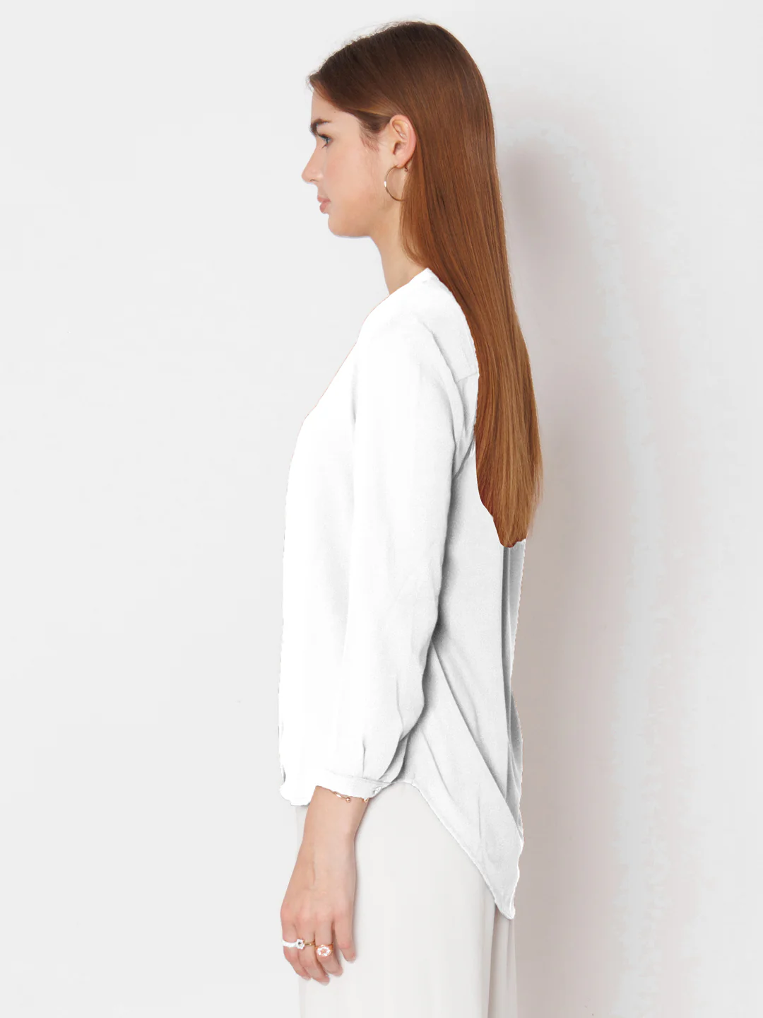 White Solid Straight Fit Top - Image 3
