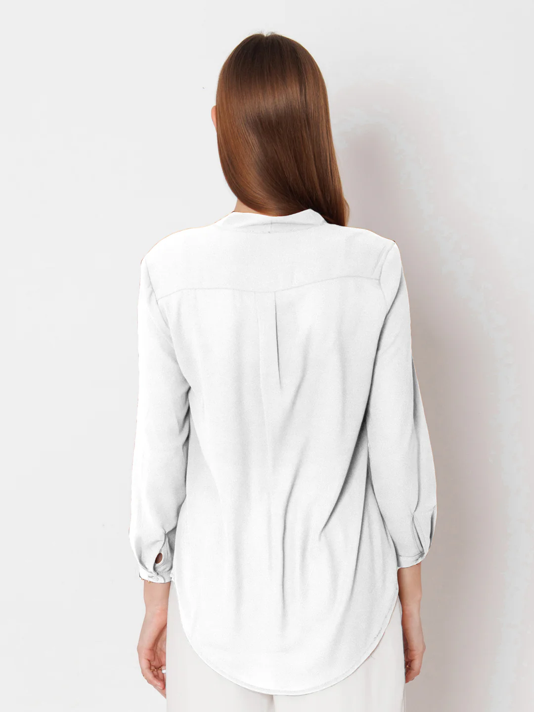 White Solid Straight Fit Top - Image 4