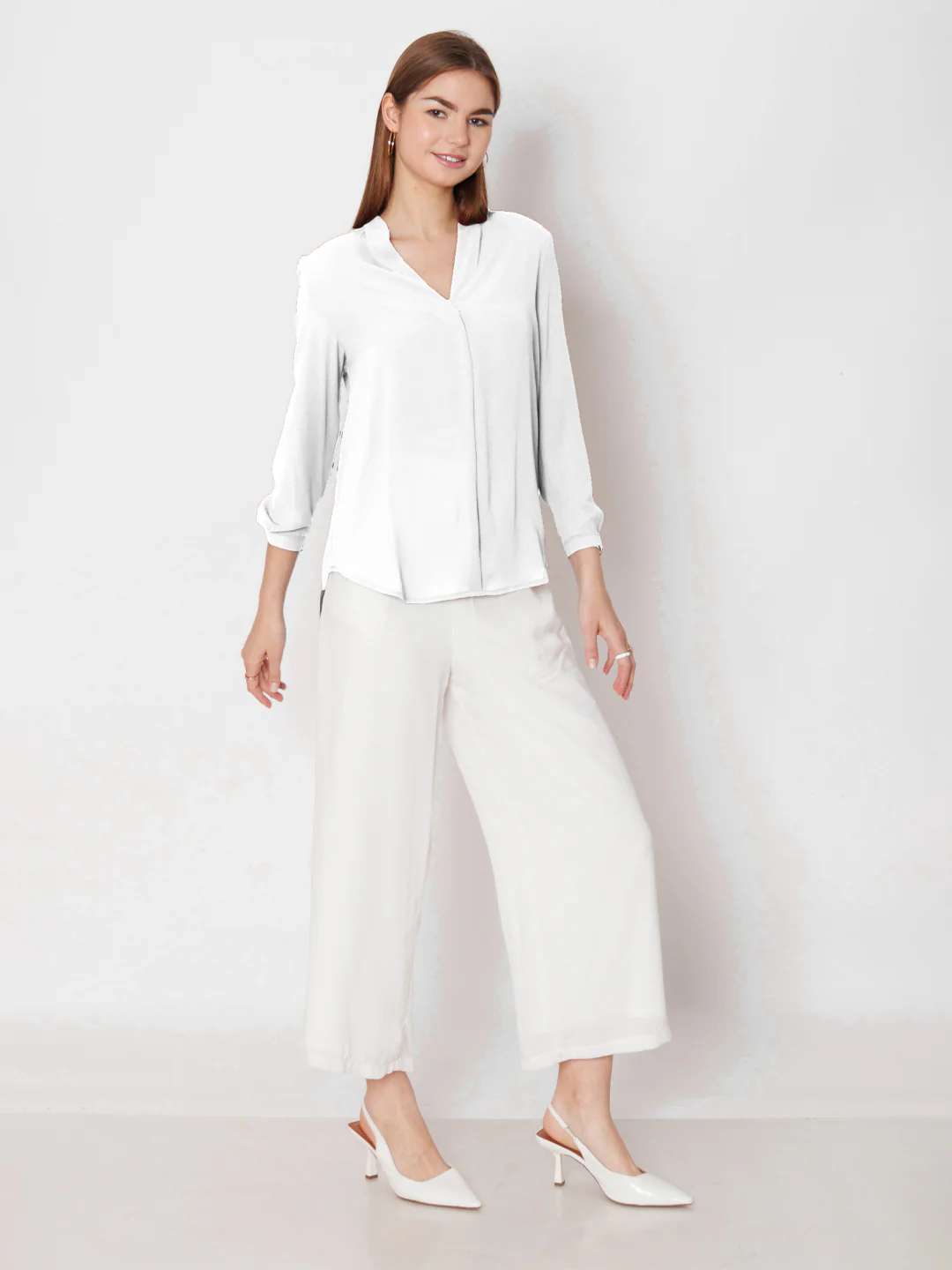 White Solid Straight Fit Top - Image 5