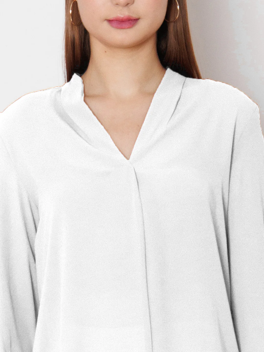 White Solid Straight Fit Top - Image 6