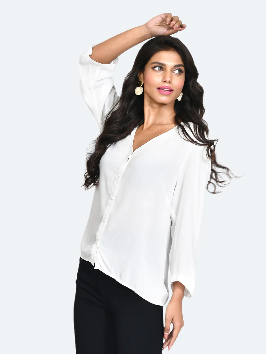 White Solid Straight Top - Image 3