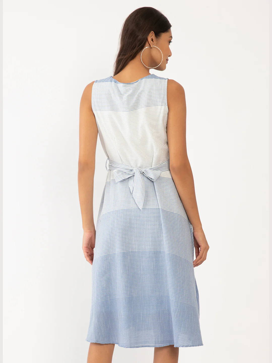 White Striped Fit & Flare Dress - Image 4