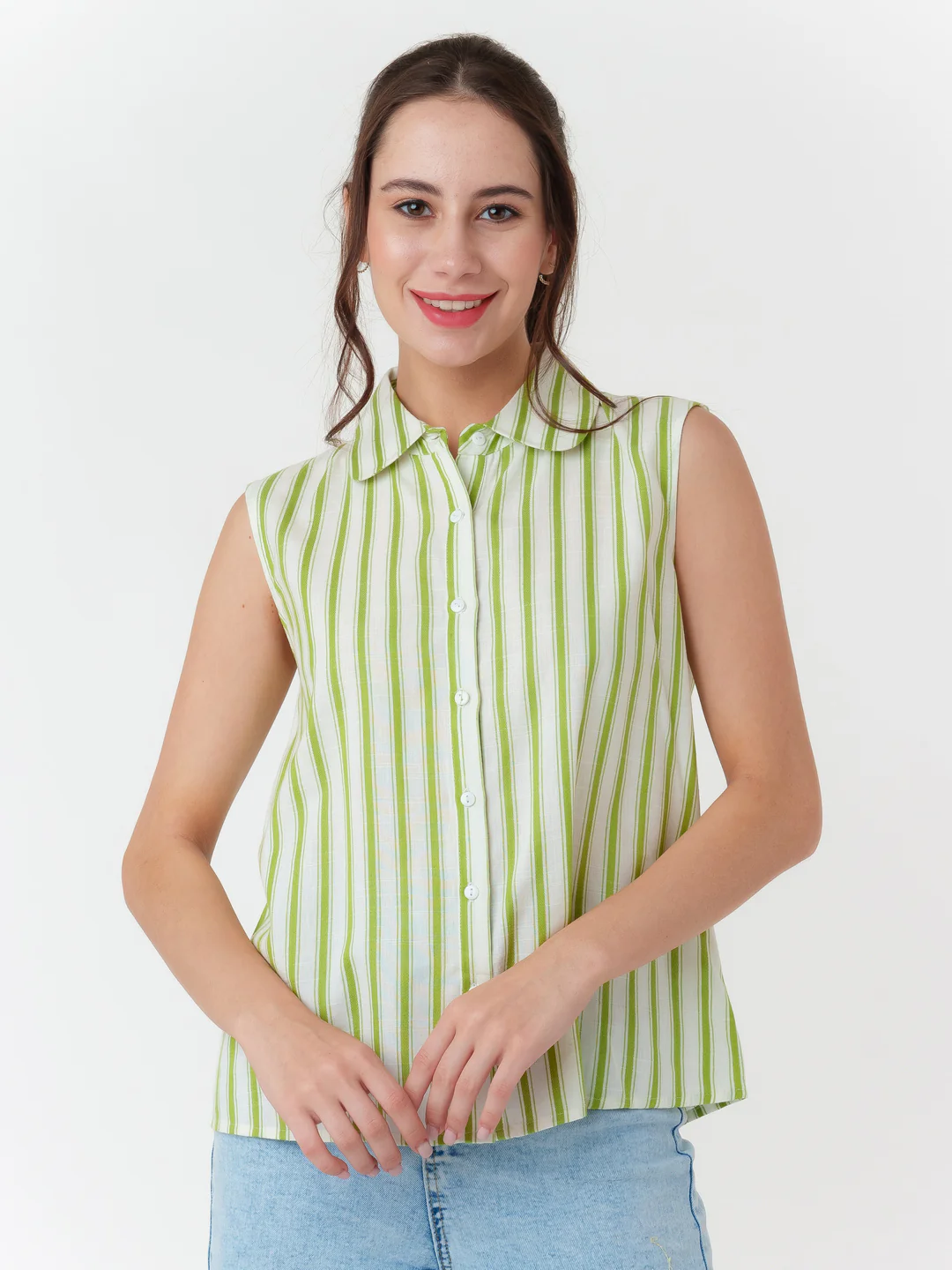 White Striped Regular Shirt - Image 2