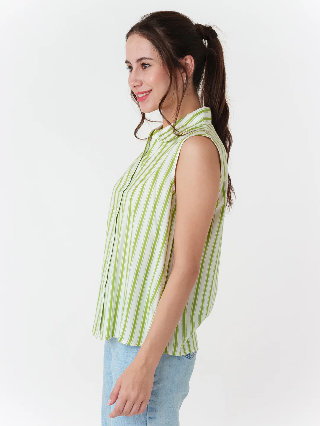 White Striped Regular Shirt - Image 3