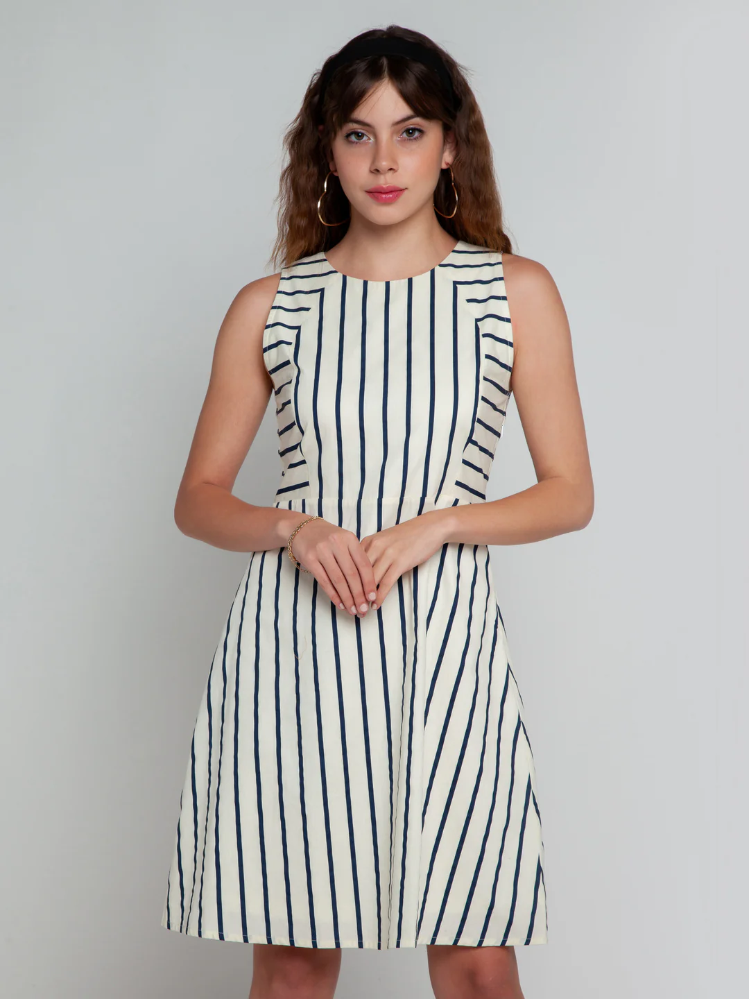 White Striped Short Dress - Image 2