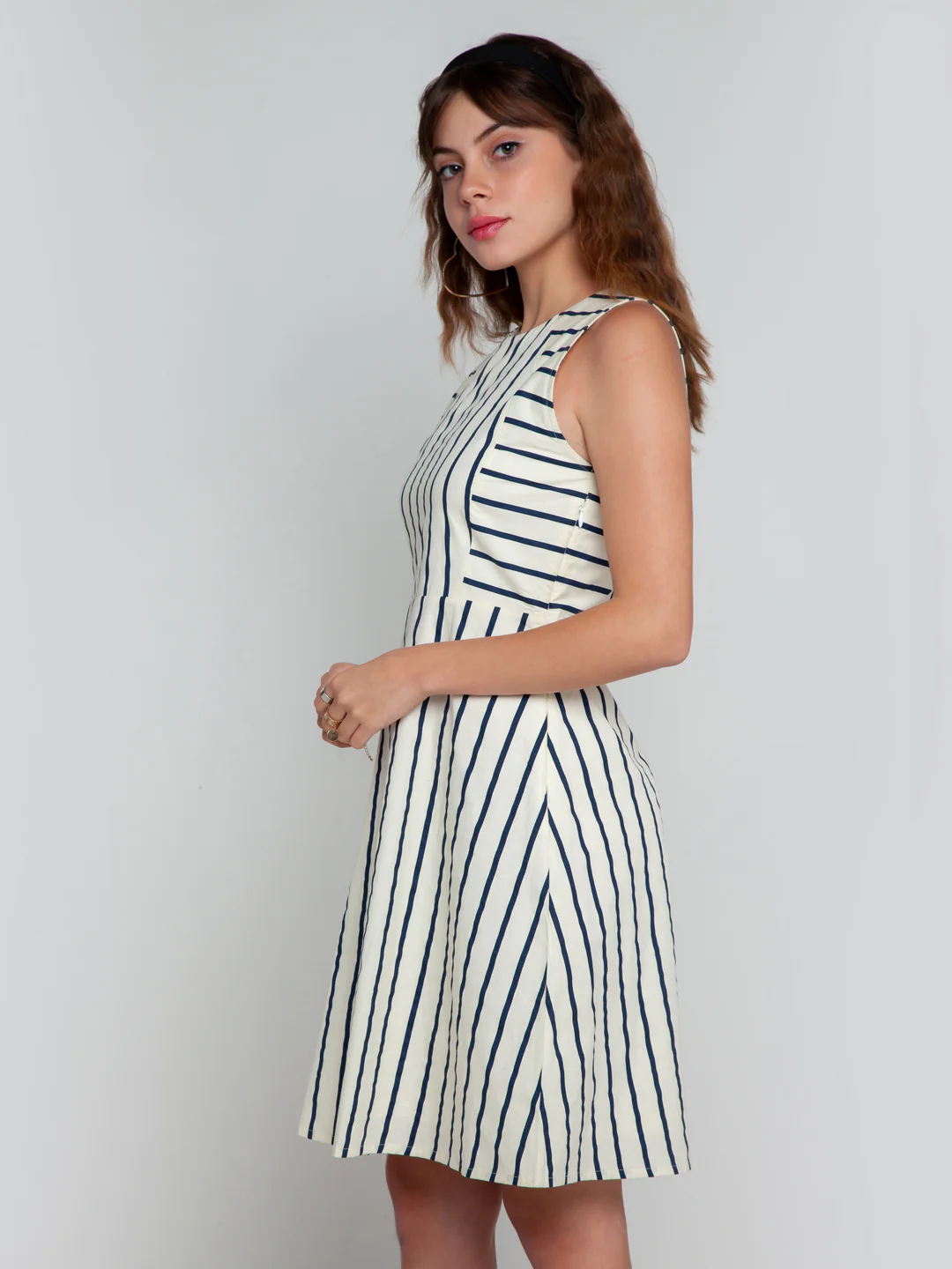 White Striped Short Dress - Image 3