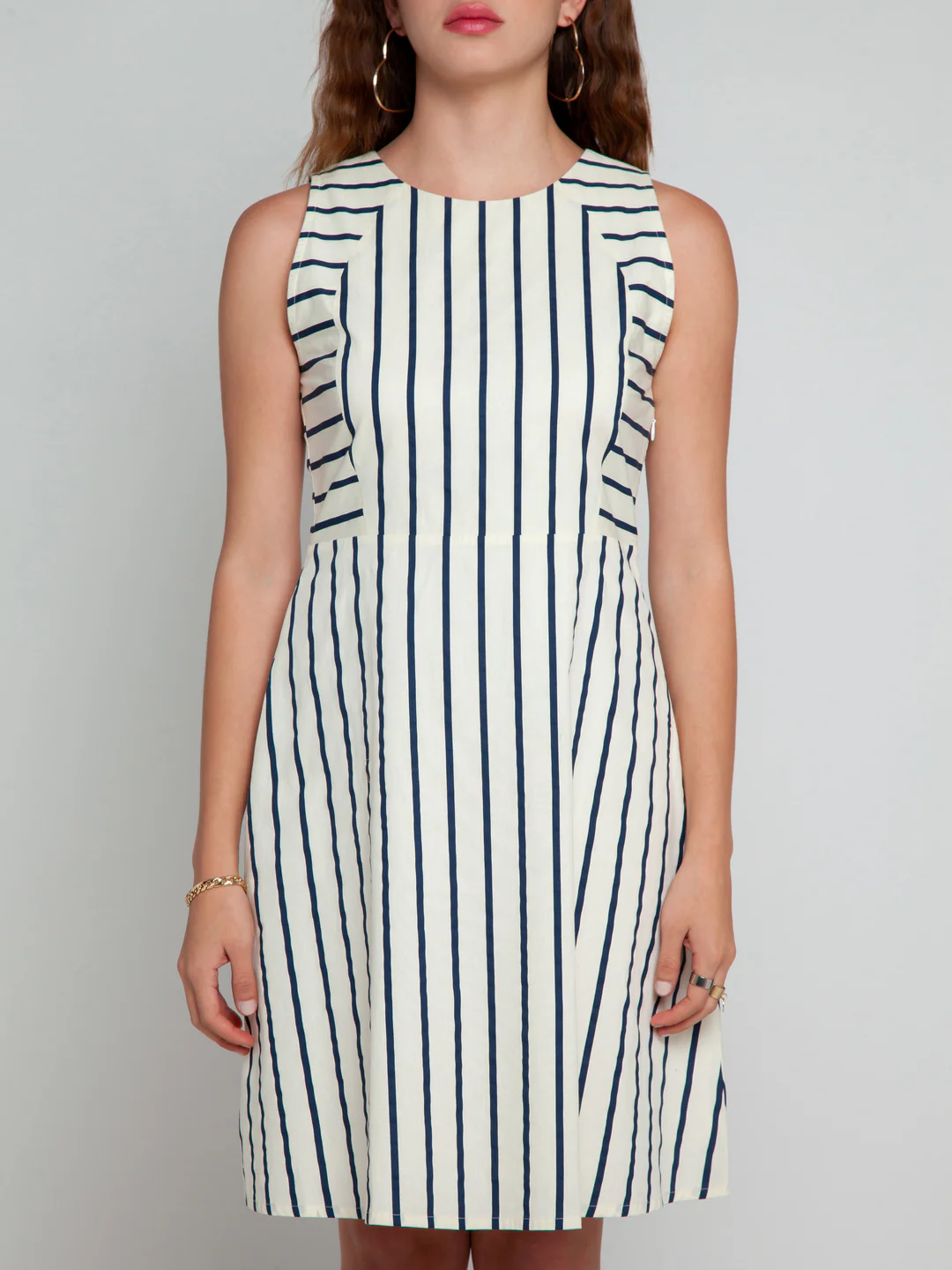 White Striped Short Dress - Image 5