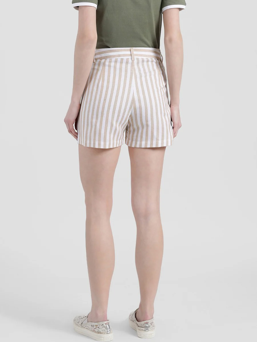 White Striped Straight Shorts - Image 4