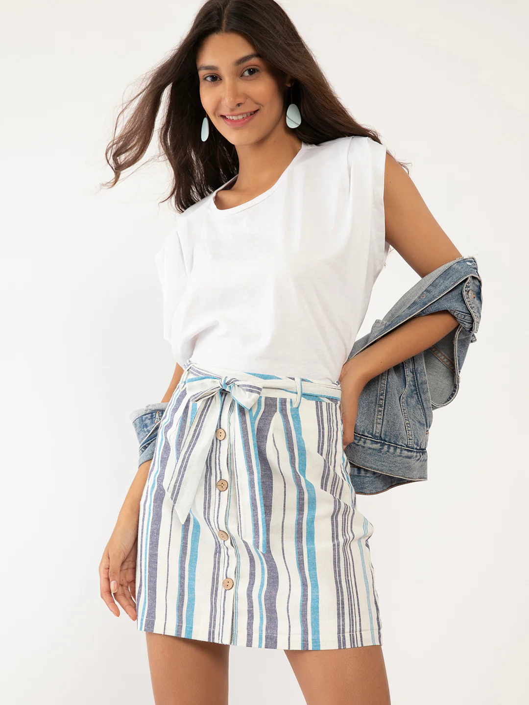 White Striped  Skirt