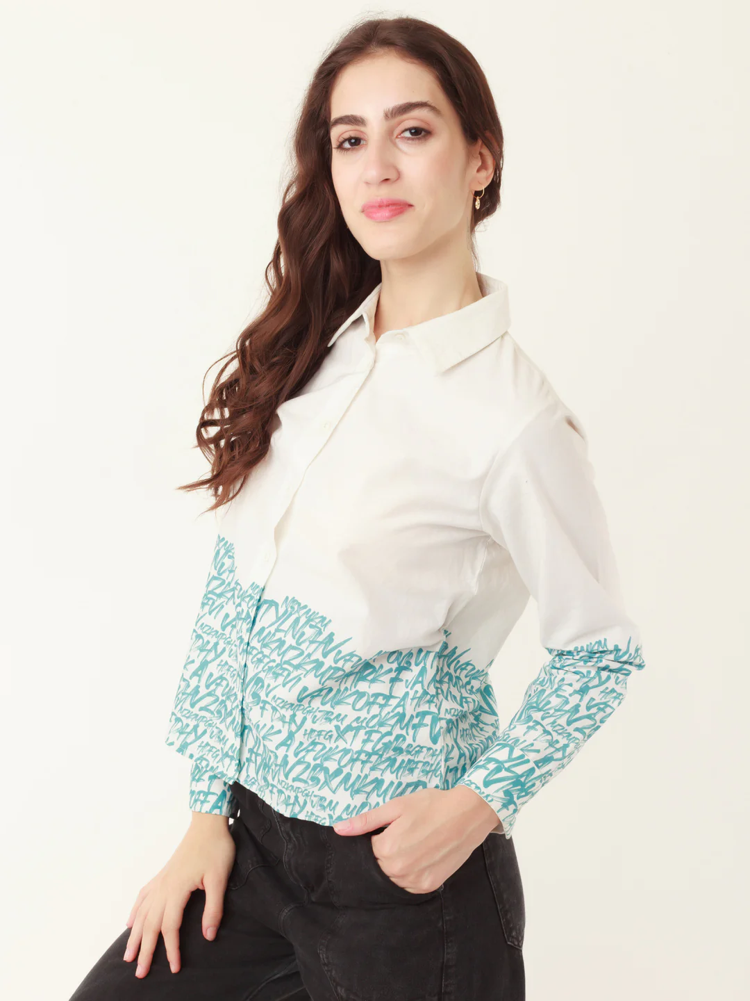 White Typographic Regular Shirt - Image 3