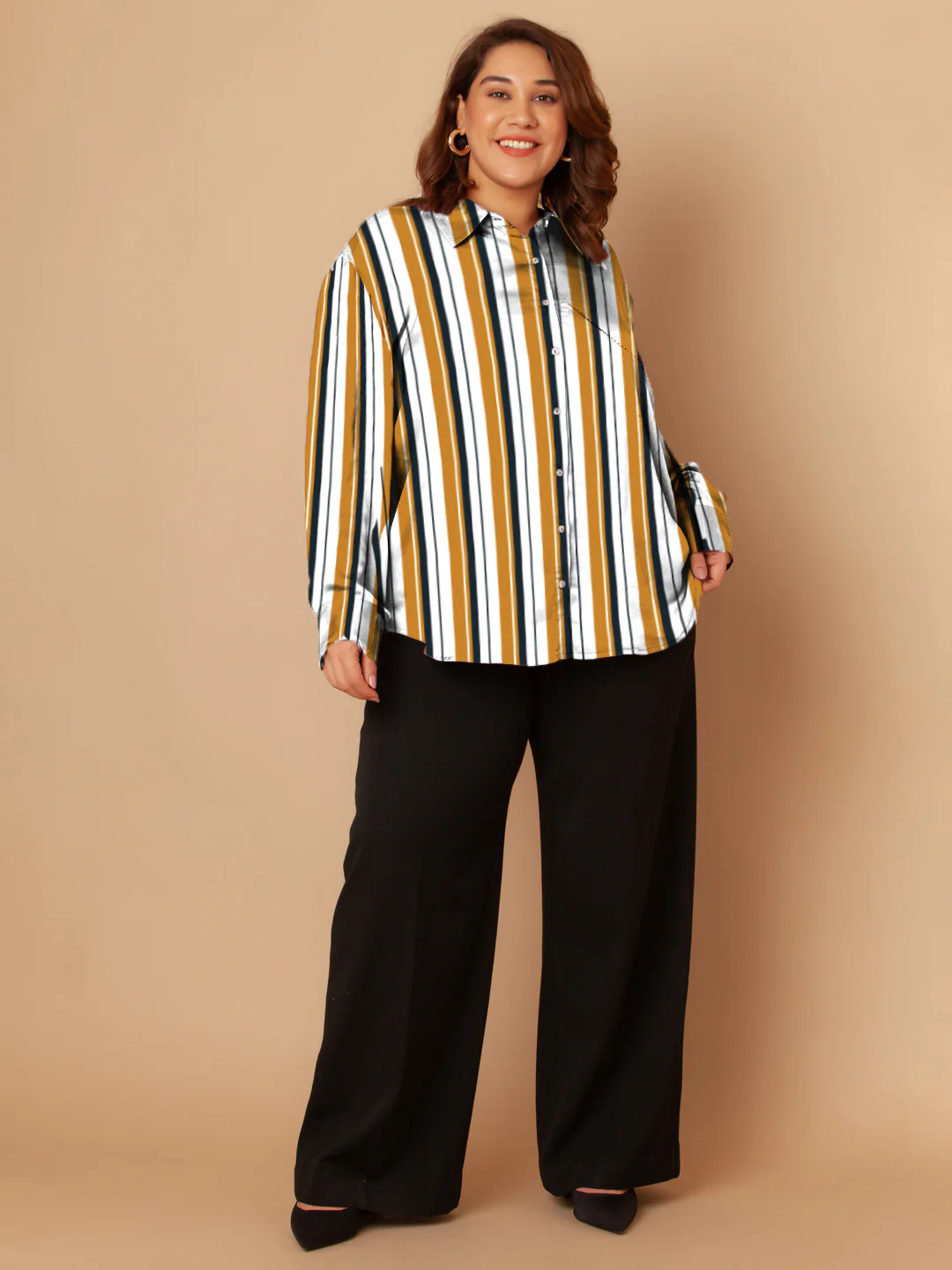 White & Yellow Stripes Buttoned Shirt - Image 6