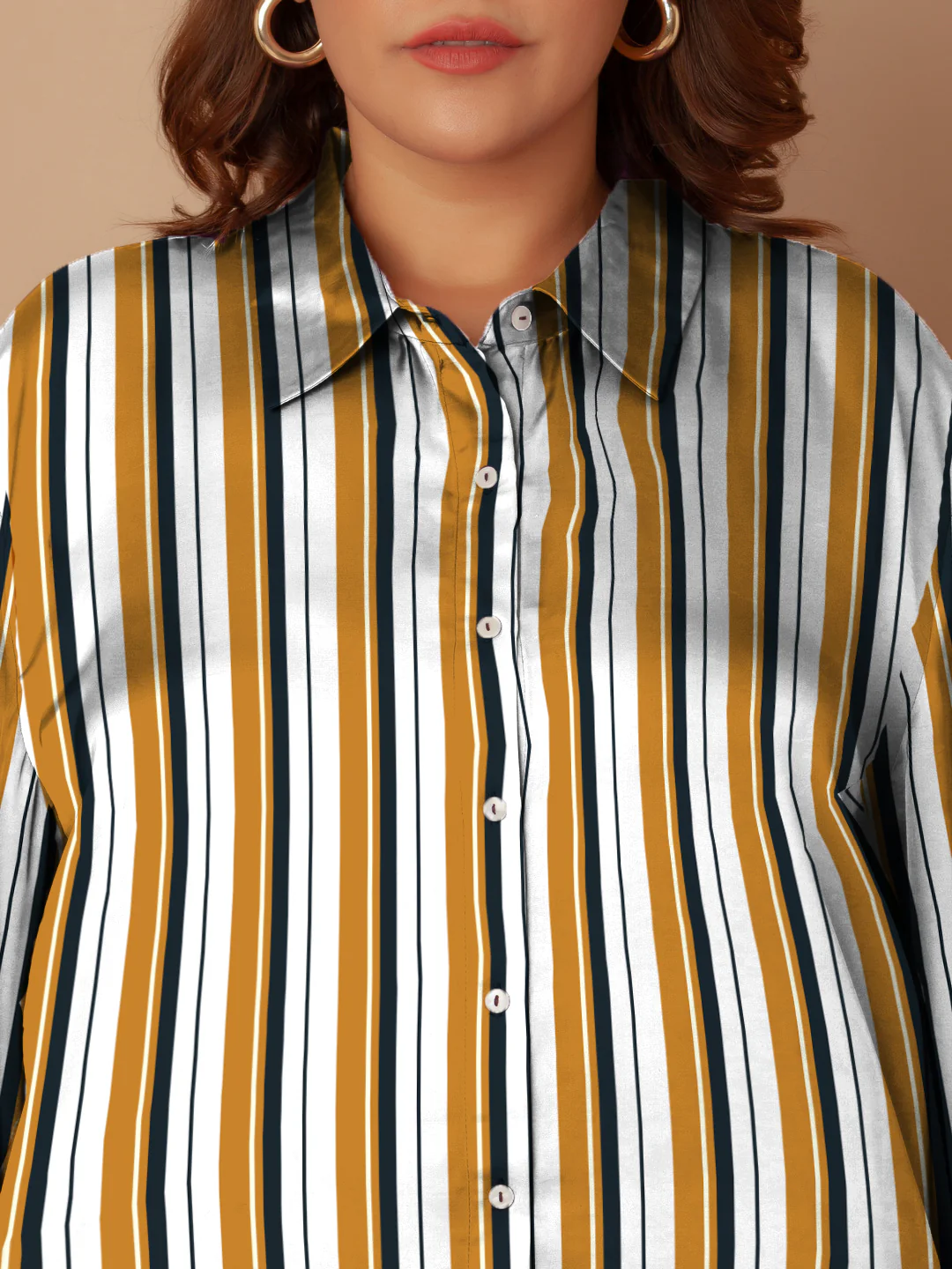 White & Yellow Stripes Buttoned Shirt - Image 8