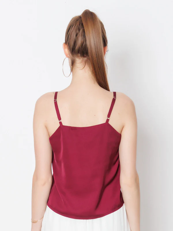 Wine Coloured Solid Polyester Top - Image 4