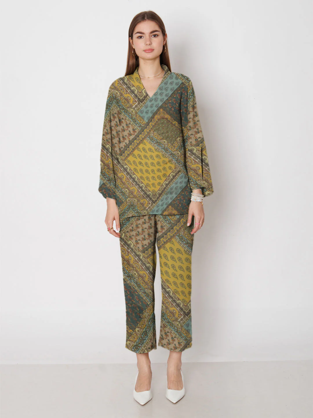 Yellow & Blue Printed Co-Ord Set - Image 2