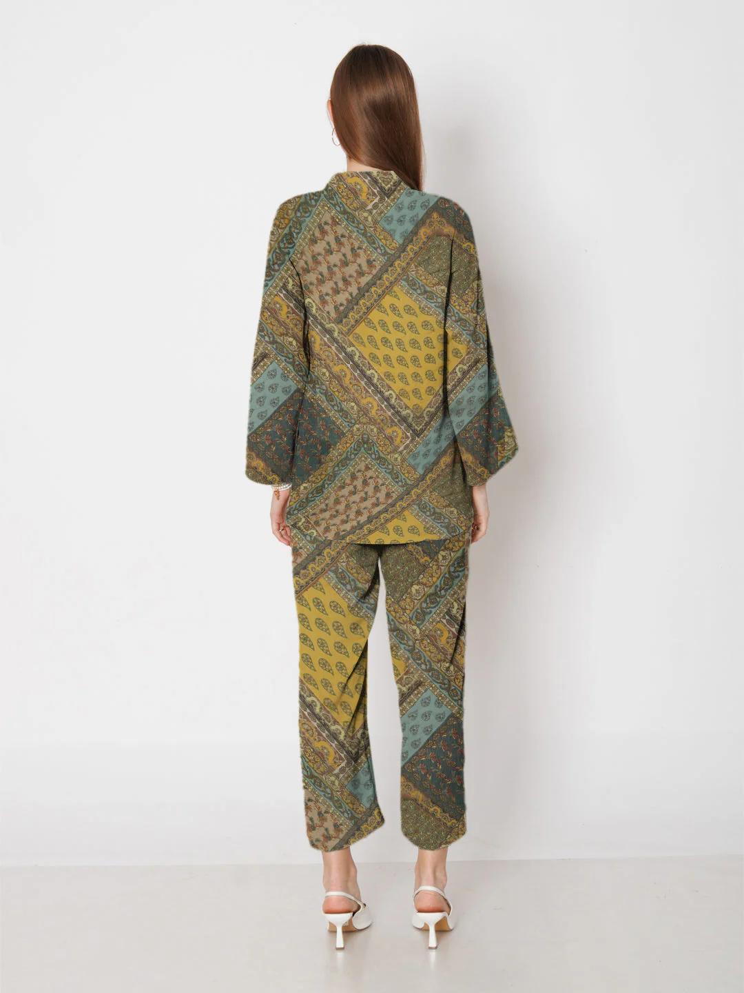 Yellow & Blue Printed Co-Ord Set - Image 4
