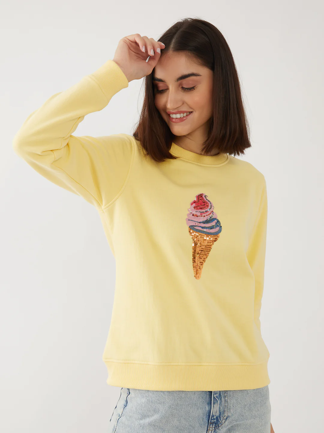 Yellow Embellished Sweatshirt - Image 2