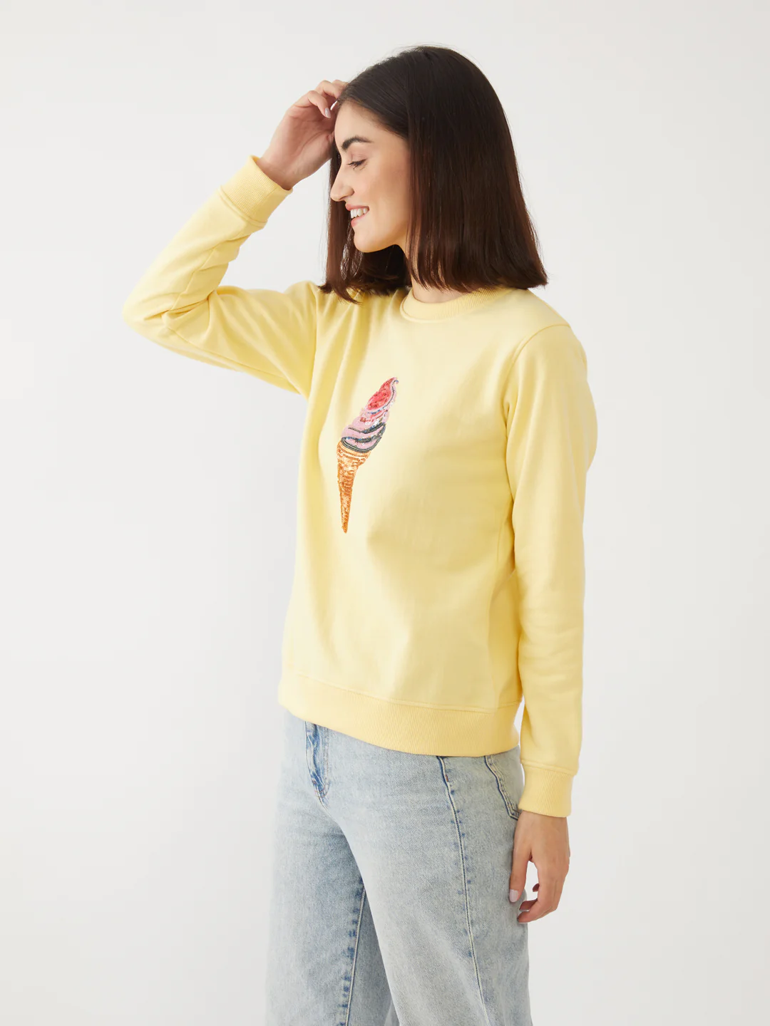 Yellow Embellished Sweatshirt - Image 3