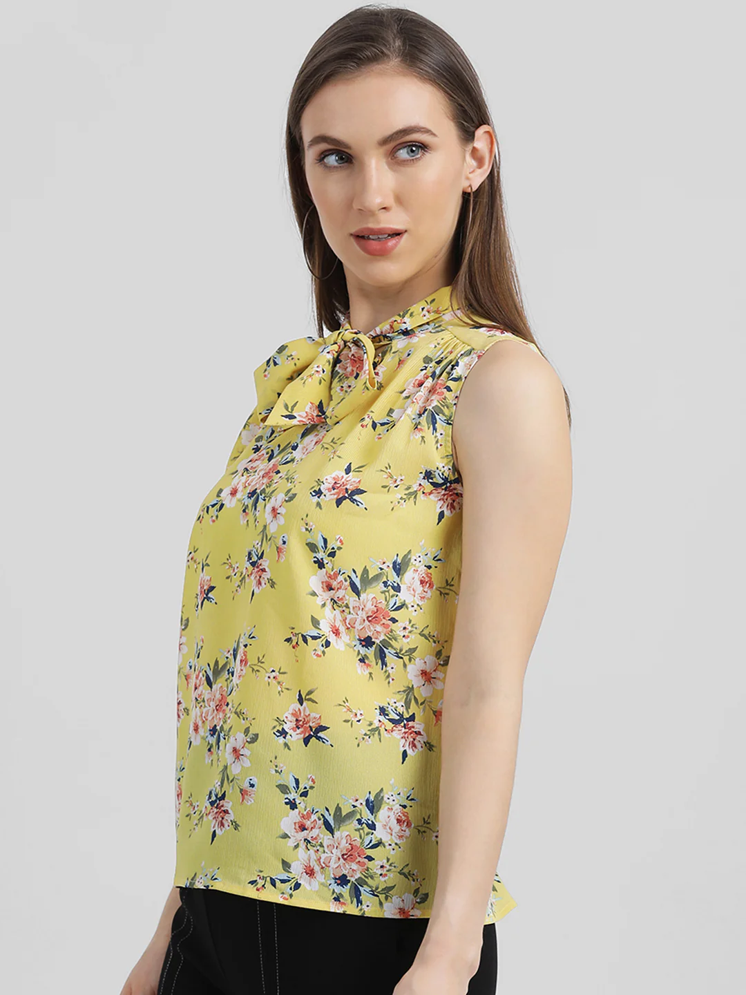 Yellow Floral Print Regular Top - Image 5