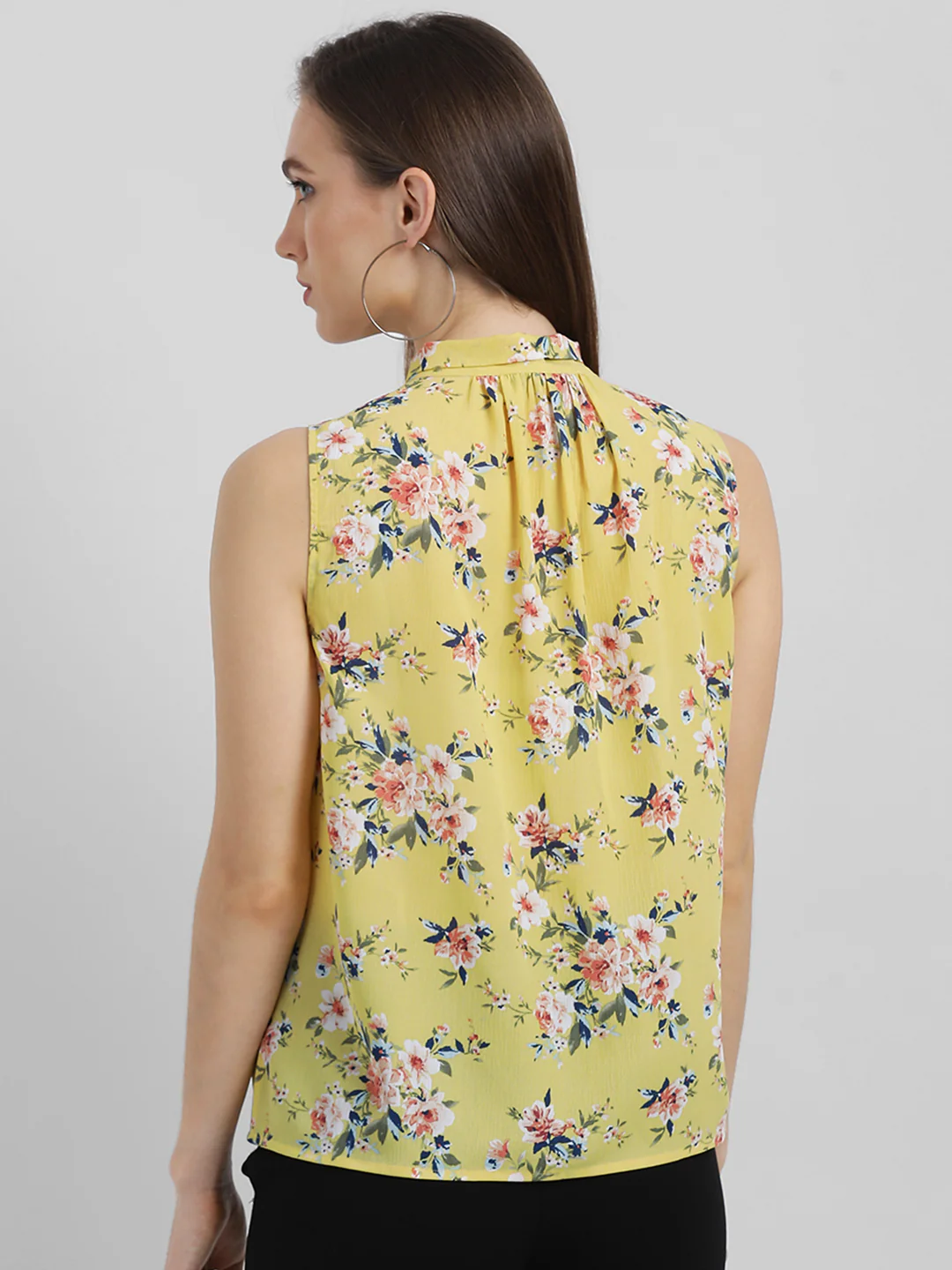Yellow Floral Print Regular Top - Image 7