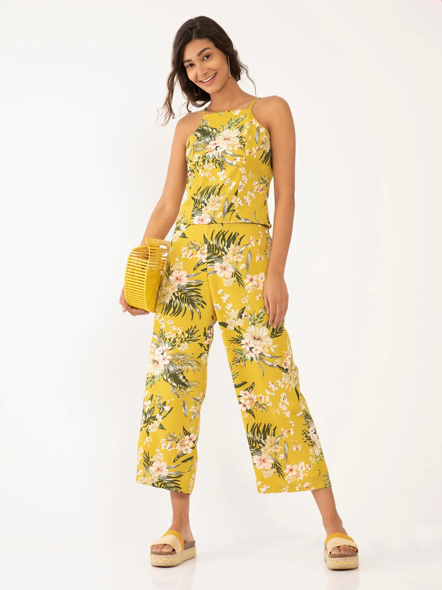 Yellow Floral Print Strappy Co-ords - Image 2