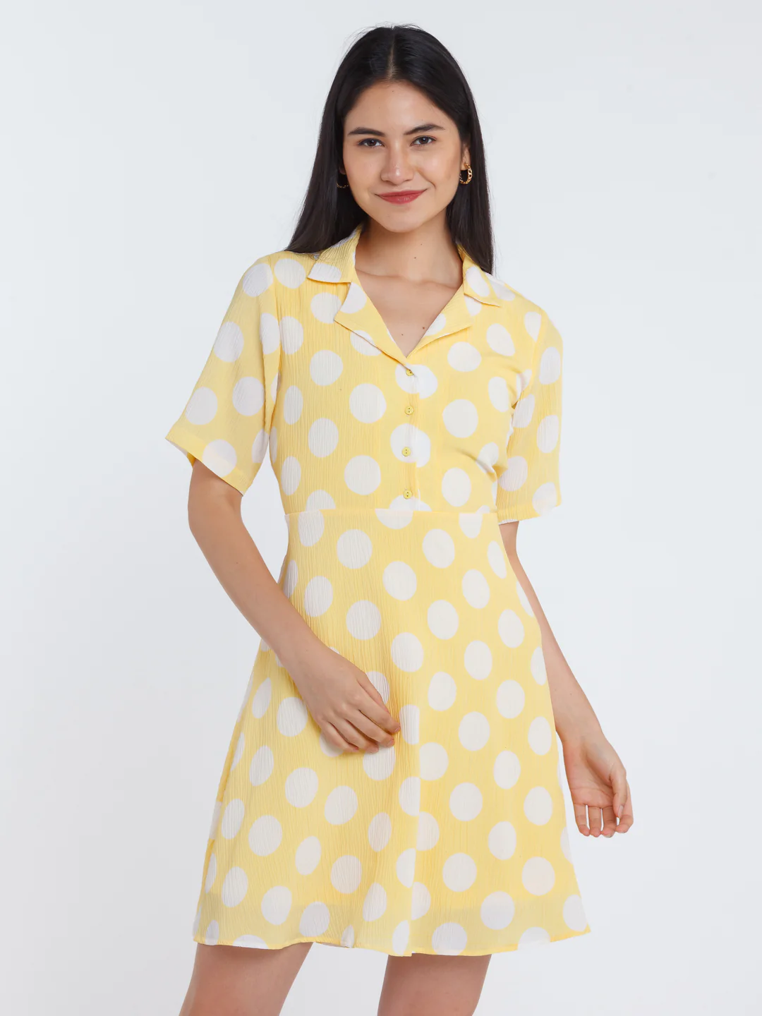 Yellow Polka Shirt Dress - Image 2
