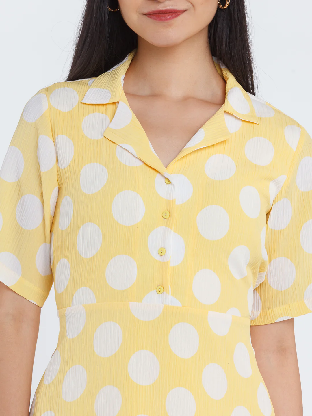 Yellow Polka Shirt Dress - Image 6