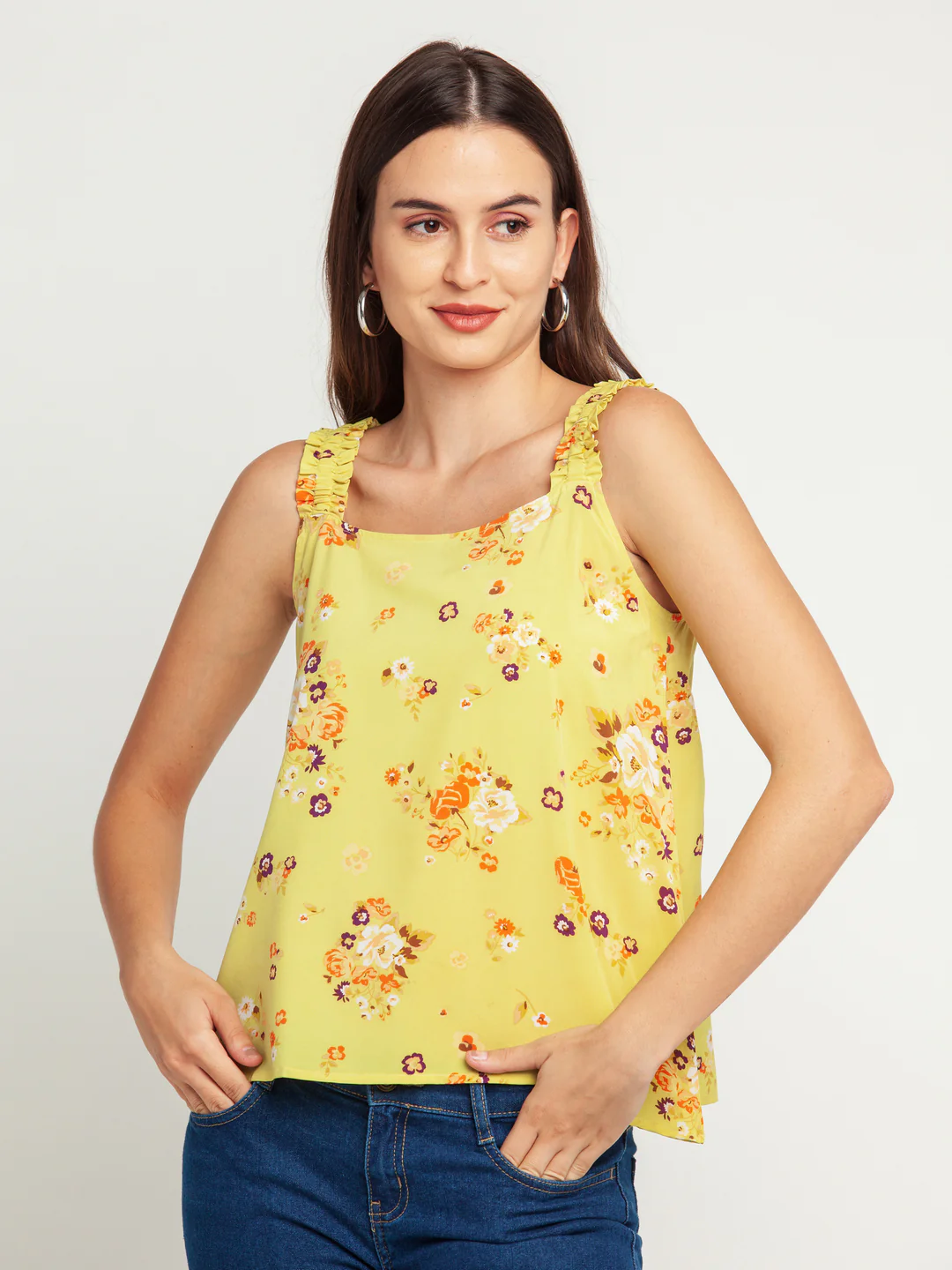 Yellow Printed Elasticated Top - Image 2