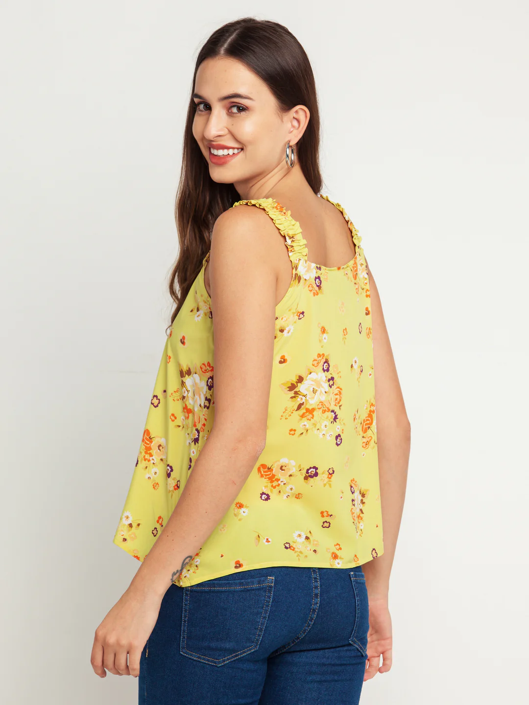 Yellow Printed Elasticated Top - Image 4