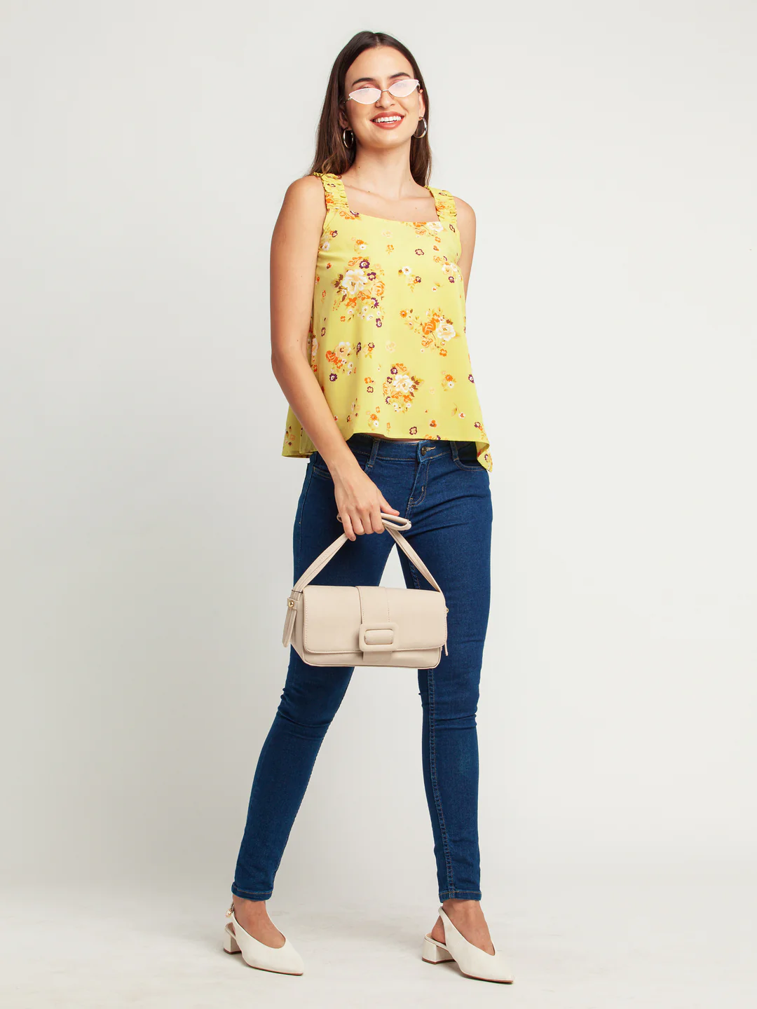 Yellow Printed Elasticated Top - Image 5