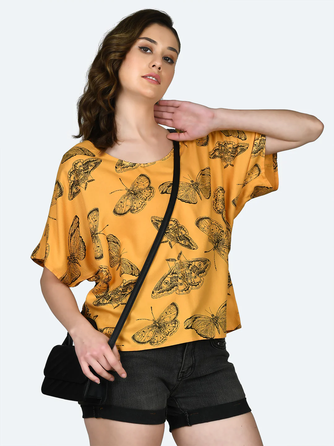 Yellow Printed Oversized Top - Image 2