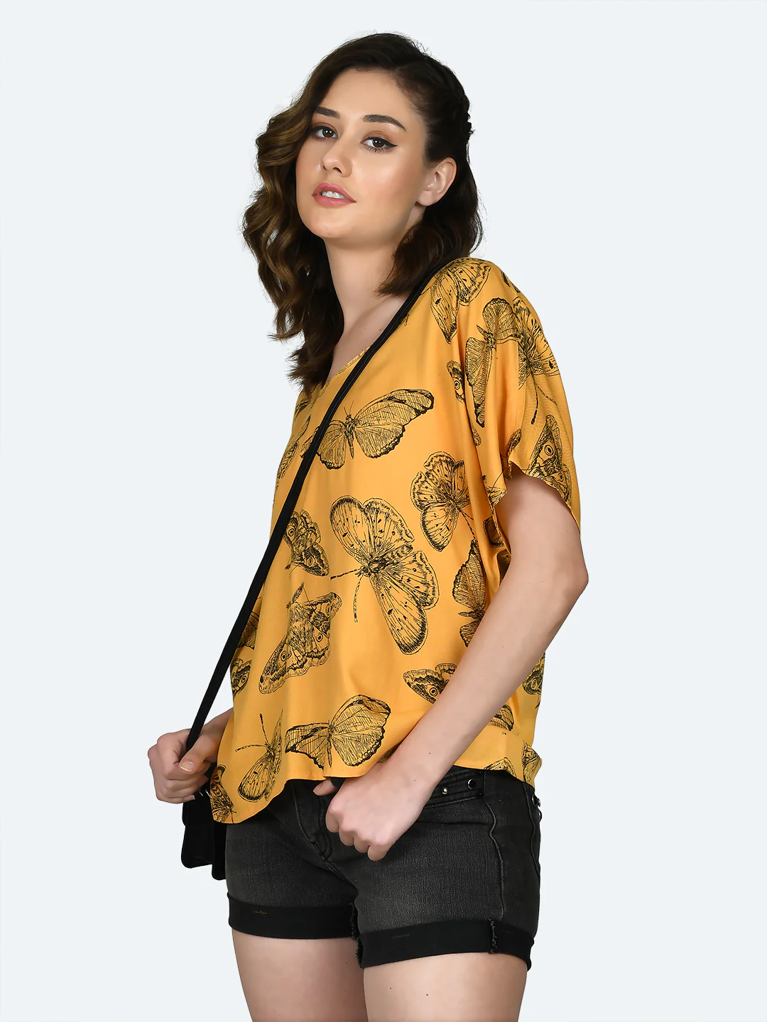 Yellow Printed Oversized Top - Image 3