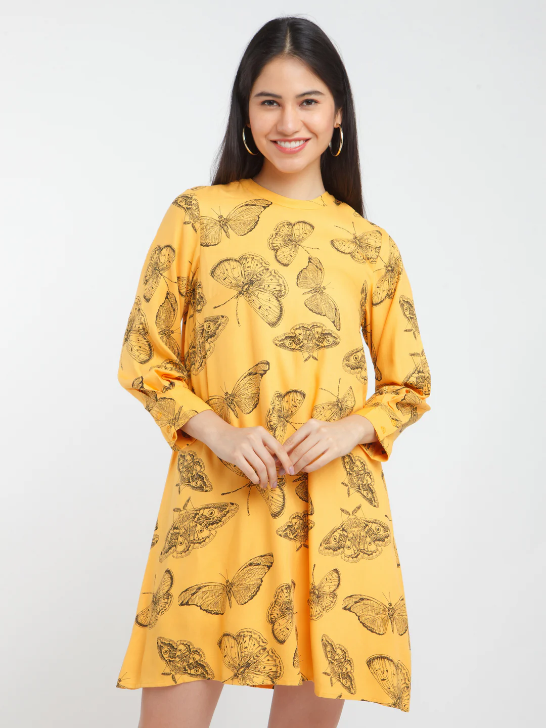 Yellow Printed Short Dress - Image 2
