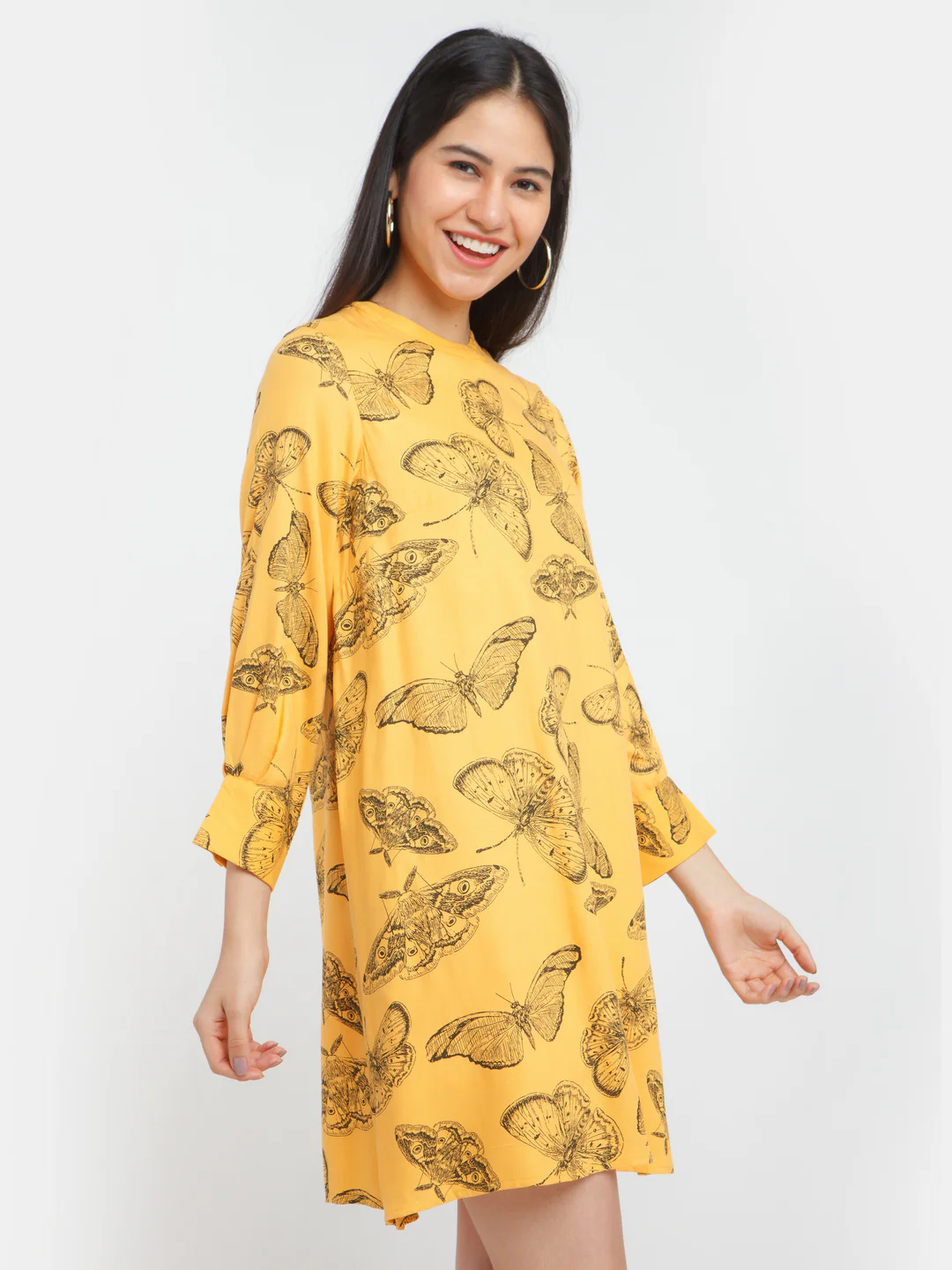 Yellow Printed Short Dress - Image 3