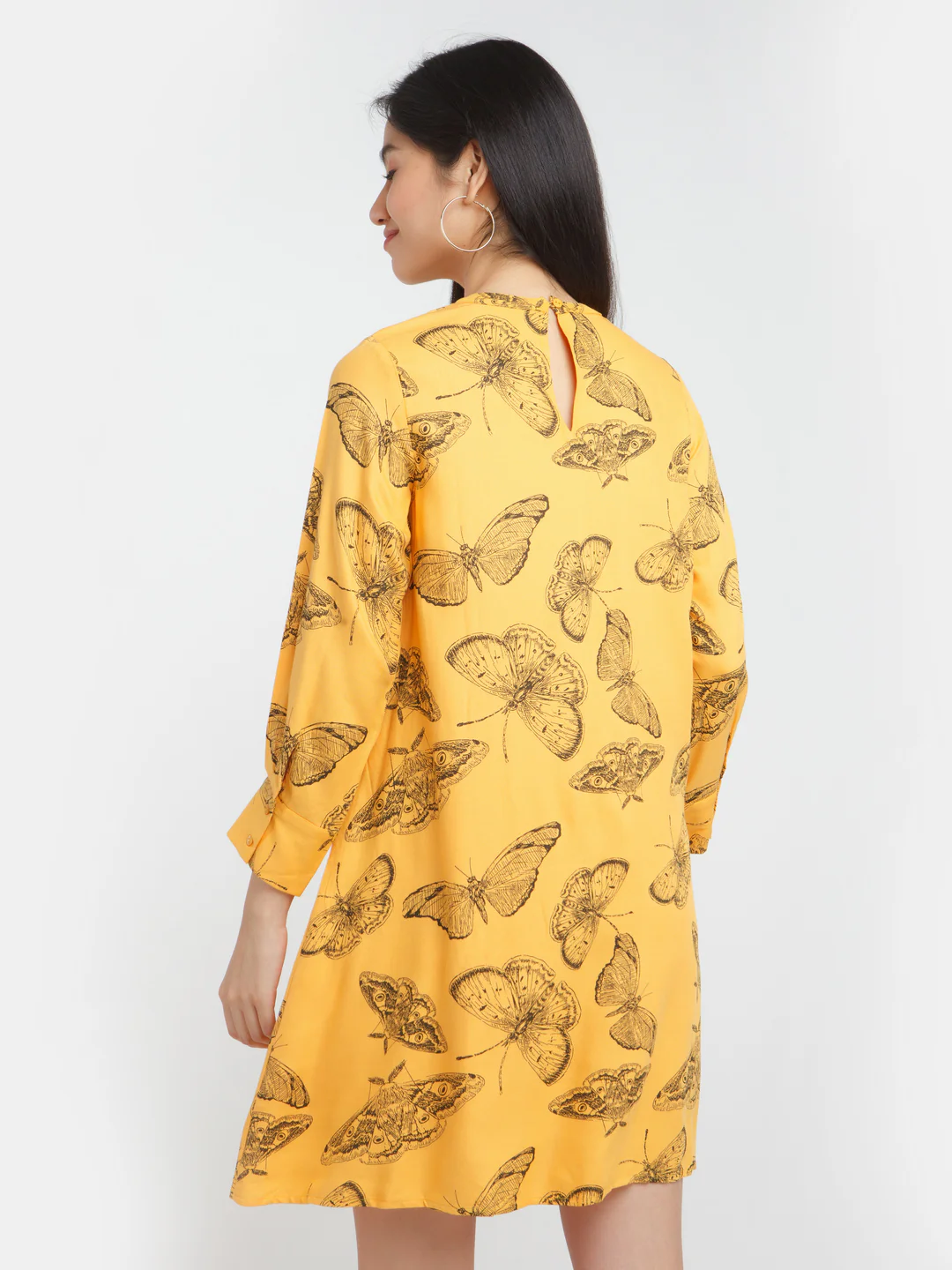 Yellow Printed Short Dress - Image 4