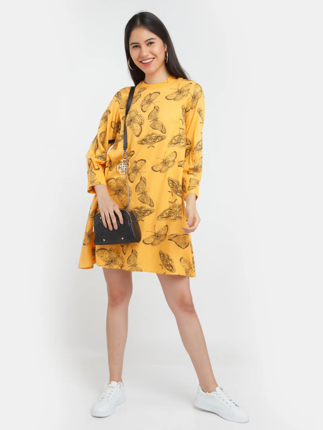Yellow Printed Short Dress - Image 5