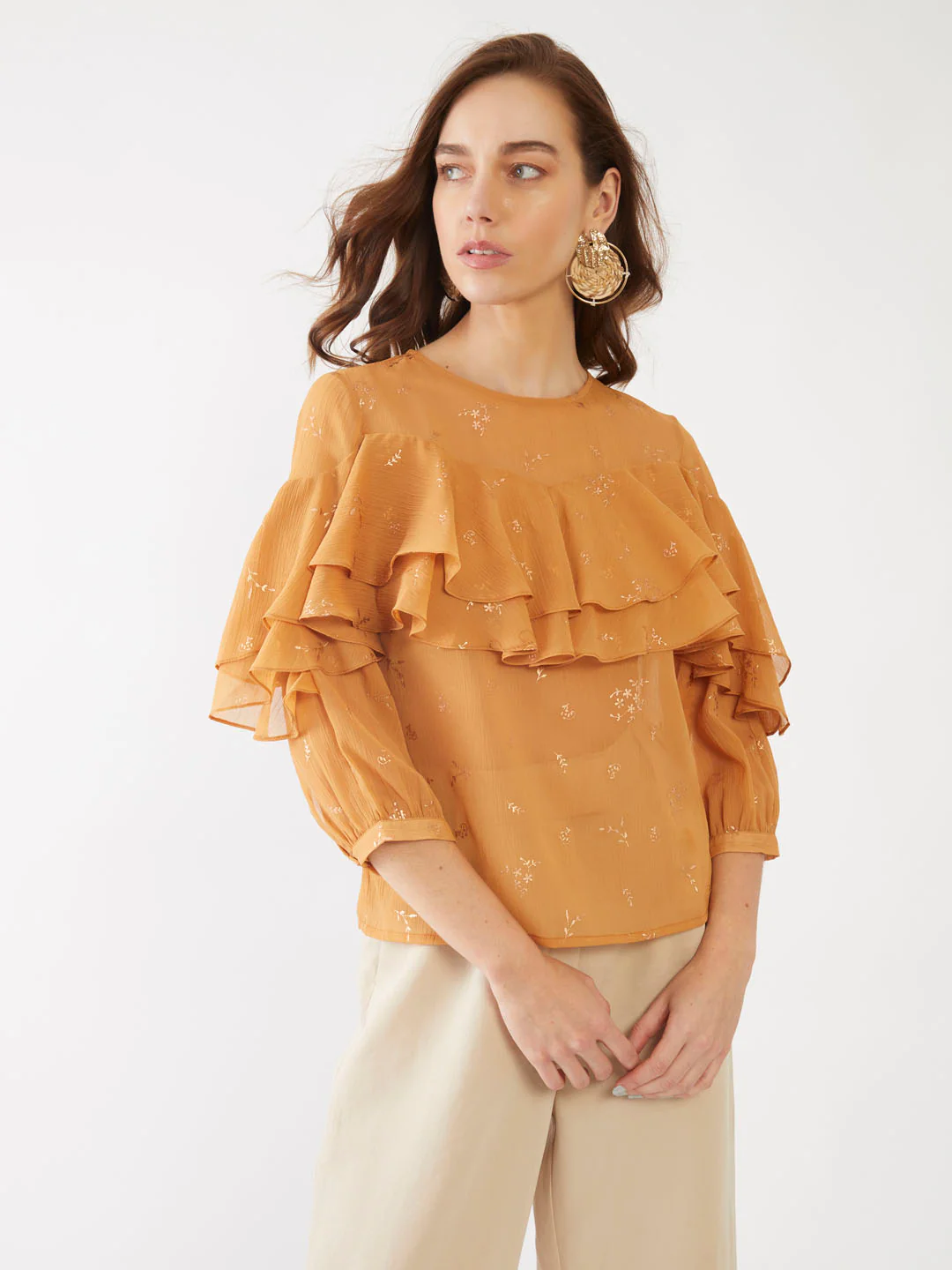 Yellow Printed Straight Top - Image 3