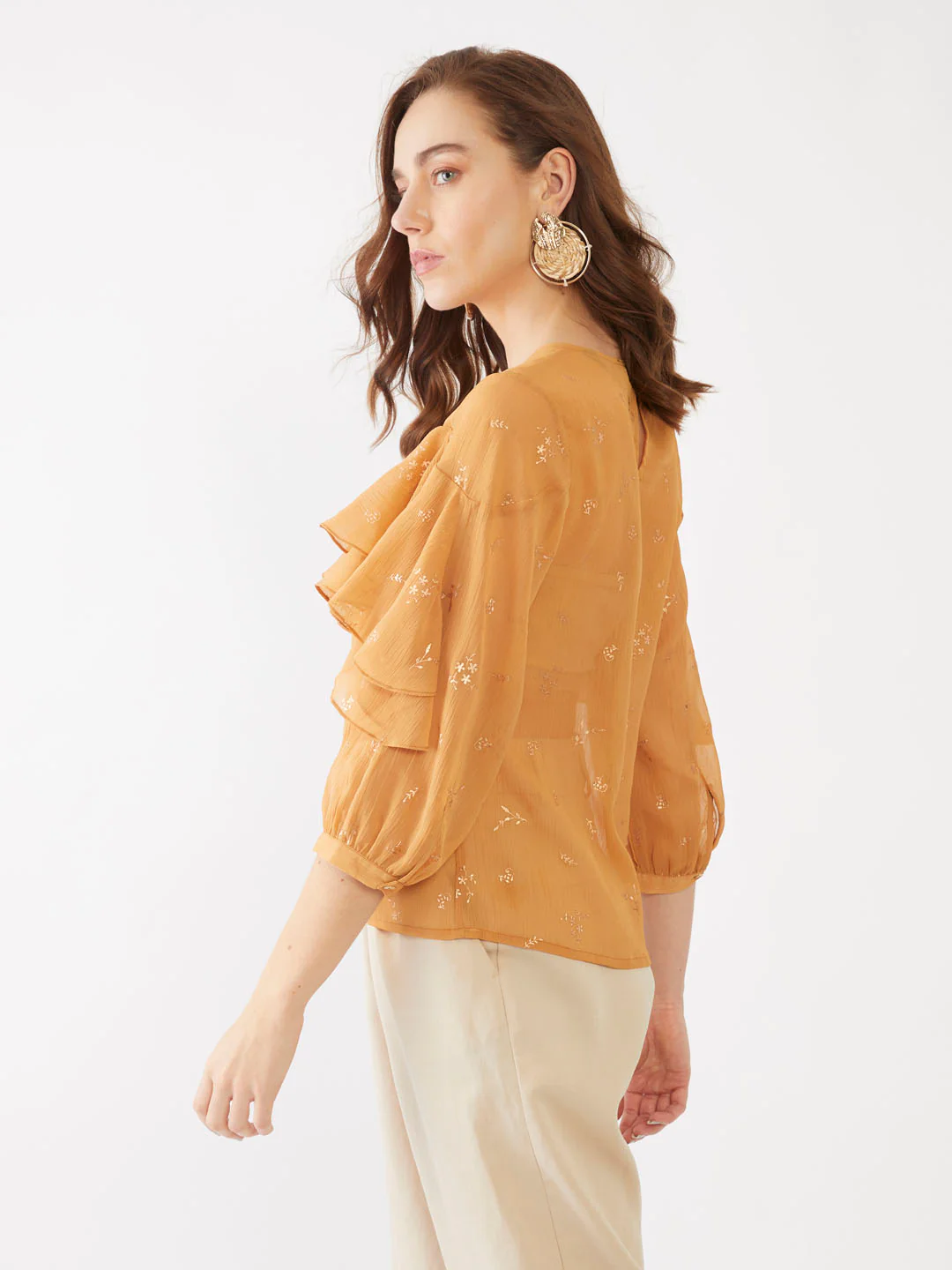 Yellow Printed Straight Top - Image 4