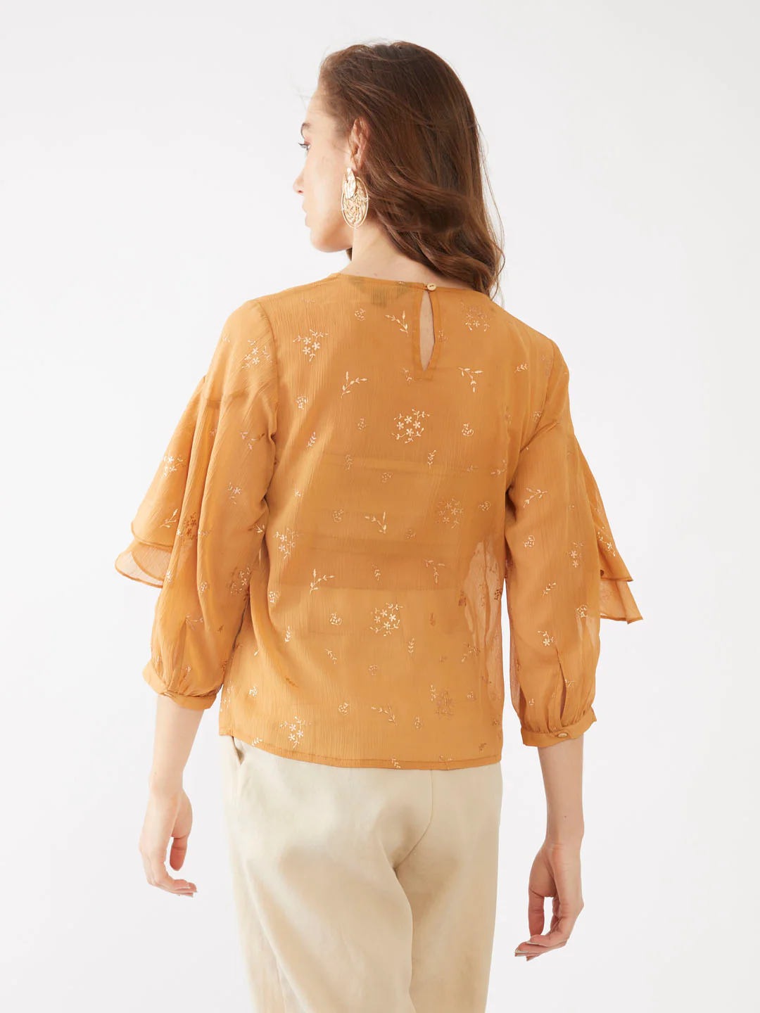 Yellow Printed Straight Top - Image 5