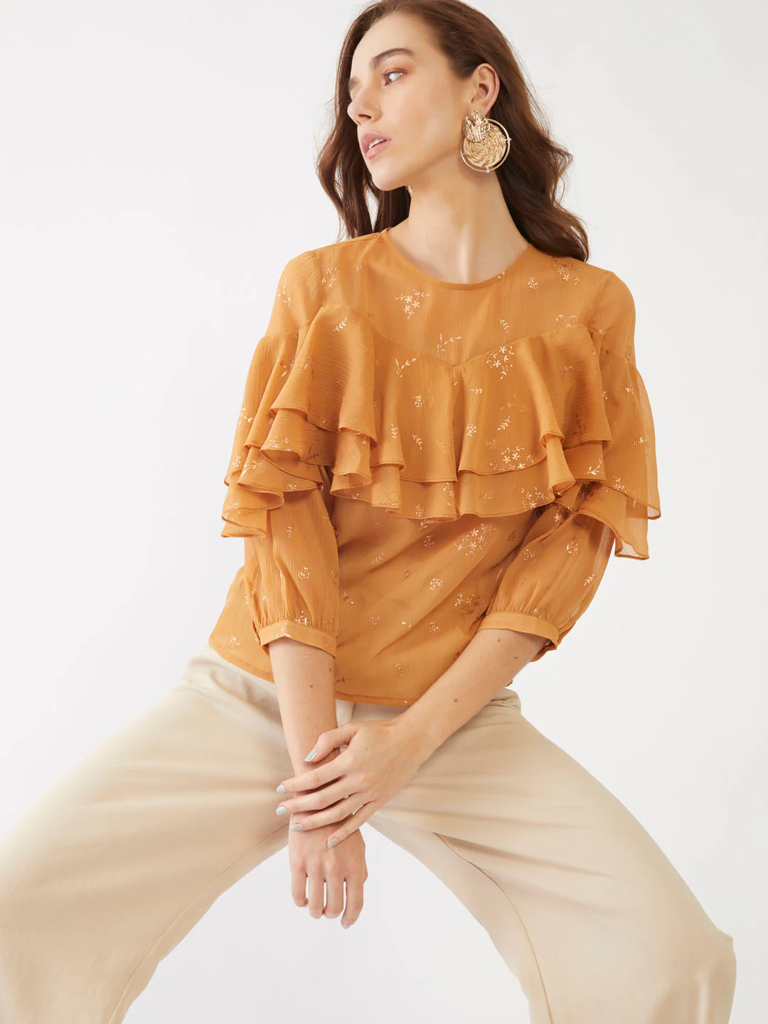 Yellow Printed Straight Top - Image 8