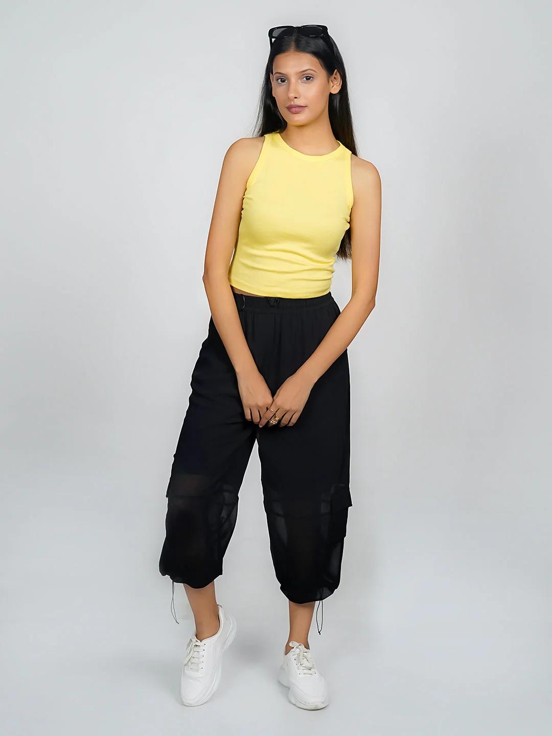 Yellow Solid Basic Crop Top - Image 5